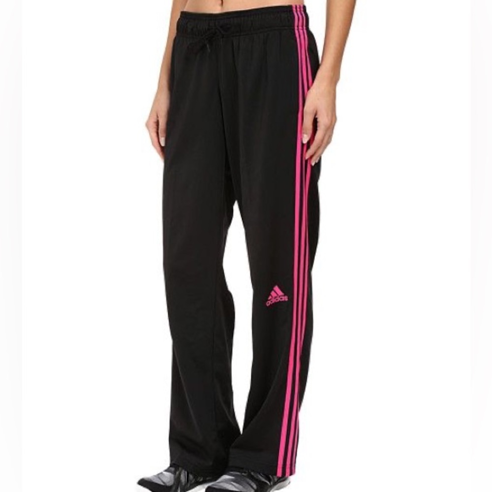 adidas 3 stripe hot pink & Black track pants semi wide straight leg 2XL XXL
